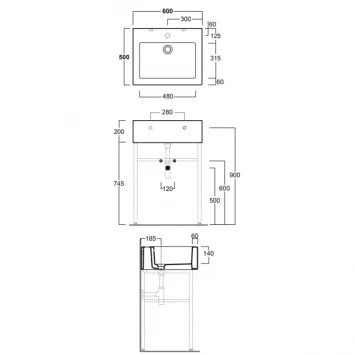 Раковина 60x50 см Simas Frozen FZ10bi*1