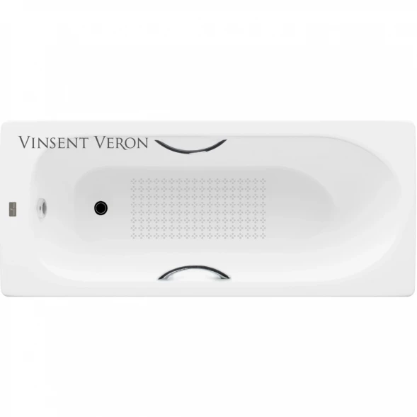 Ванна чугунная Vinsent Veron Soissons VCN1707042H/VH0015CH-AS 170x70 см, с ручками, антискользящим покрытием, белый