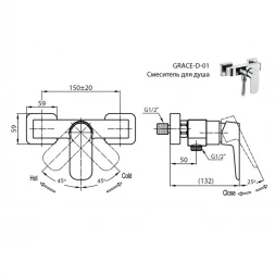 Смеситель для душа Cezares Grace GRACE-C-D-01