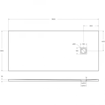 Душевой поддон BelBagno Uno TRAY-MR-UNO-AH-180/80-35-W-BO 180x80 см, из литьевого мрамора, прямоугольный, белый