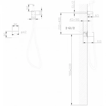 Гигиенический душ Abber Rund AF8725G CoolStart, со смесителем, Золото матовый