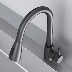 Смеситель для кухни AM.PM X-Joy S F85B07522 CoolStart, с выдвижным изливом, черный матовый