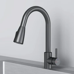 Смеситель для кухни AM.PM X-Joy S F85B07522 CoolStart, с выдвижным изливом, черный матовый