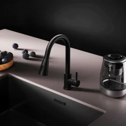 Смеситель для кухни AM.PM X-Joy S F85B07522 CoolStart, с выдвижным изливом, черный матовый