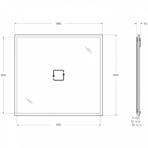 Зеркало Cezares Tiffany 45048 98x90 см, с LED-подсветкой, антизапотеванием, Blu Petrolio