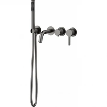 Смеситель для ванны Vincea Villa VTFW-1VL1GM встраиваемый, с душевым гарнитуром, вороненая сталь