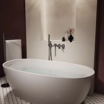 Смеситель для ванны Vincea Villa VTFW-1VL1GM встраиваемый, с душевым гарнитуром, вороненая сталь