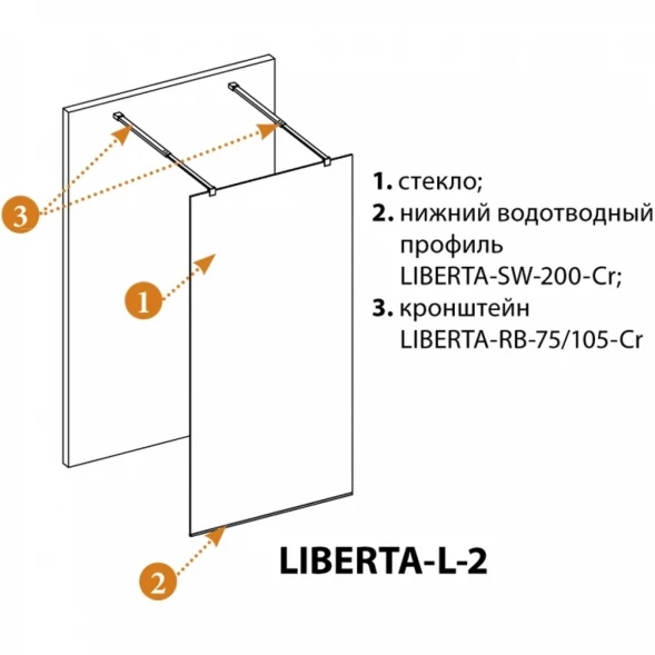 Неподвижная перегородка 90 см Cezares LIBERTA-L-2-90-GR-NERO графитовое