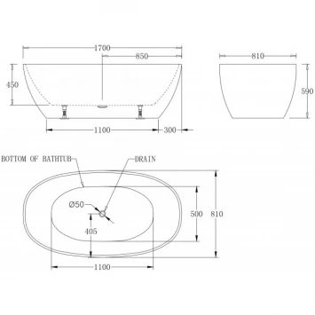 Акриловая ванна BelBagno BB81-1700-W0 170x81 см, отдельностоящая, белый
