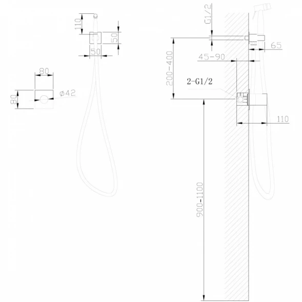 Гигиенический душ Abber Rund AF8725NG CoolStart, со смесителем, никель