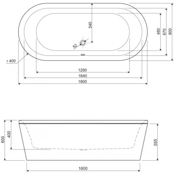 Акриловая ванна Cezares Metauro METAURO-Central-180-80-40-W37 180x80 см, отдельностоящая, белый