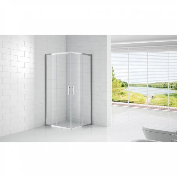 Душевой уголок Cezares Eco 90x90 см текстурное стекло ECO-O-A-2-90-P-Cr
