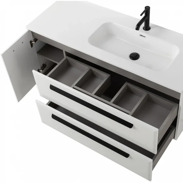 Тумба под раковину Cezares Eco ECO-CER-N-1200-2C-1A-SO-BL-R 120 см R, подвесная, Bianco Lucido