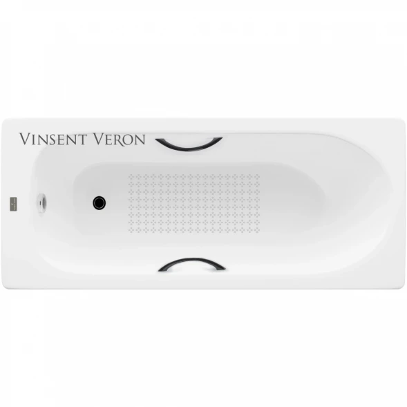 Ванна чугунная Vinsent Veron Soissons VCN1707042H/VH0015BL-AS 170x70 см, с ручками, антискользящим покрытием, белый