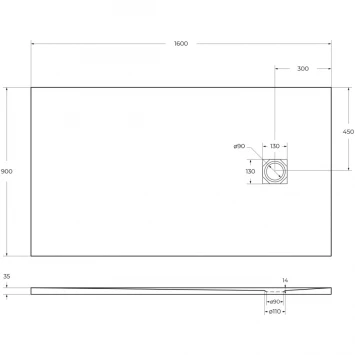 Душевой поддон BelBagno Uno TRAY-MR-UNO-AH-160/90-35-W-NO 160x90 см, из литьевого мрамора, прямоугольный, белый