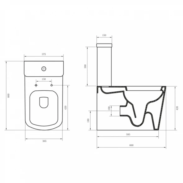 Чаша напольного безободкового унитаза BelBagno Albano BB120CPR