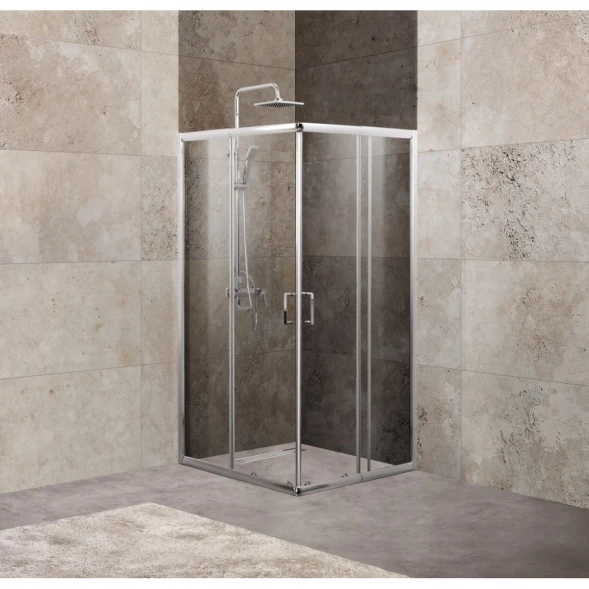 Душевой уголок 85-100x85-100 см BelBagno UNIQUE-A-2-85/100-P-Cr текстурное стекло