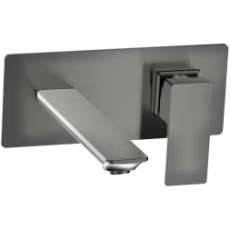 Смеситель для раковины AQUAme Savona AQM6815GM встраиваемый, без донного клапана, оружейная сталь