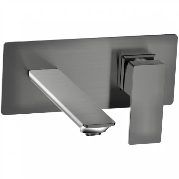 Смеситель для раковины AQUAme Savona AQM6815GM встраиваемый, без донного клапана, оружейная сталь