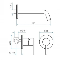 Смеситель для раковины Emmevi Filobrass 85155/CR встраиваемый, без донного клапана, хром