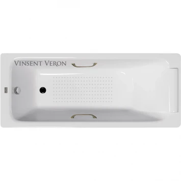 Ванна чугунная Vinsent Veron Italon VIT1707045H/VH0012BR-AS 170x70 см, с ручками, антискользящим покрытием, белый
