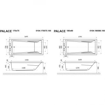 Акриловая ванна Whitecross Palace 0104.180080.100.SOFT.WH 179,5x80 см, с гидромассажем, белый