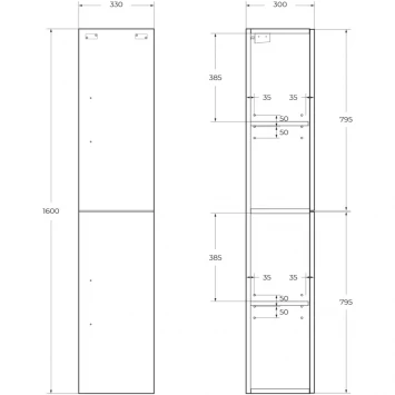 Пенал BelBagno Aurora AURORA-1600-2A-SC-BO-P-L подвесной L, Bianco Opaco