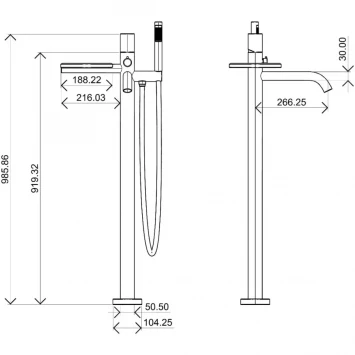 Смеситель напольный для ванны Boheme Stick Linea 129-BRB.3 бронза матовая