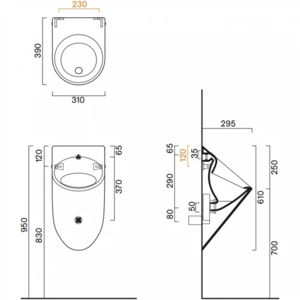 Писсуар Catalano Comfort 0932610001 подвесной, скрытый подвод воды, белый глянец