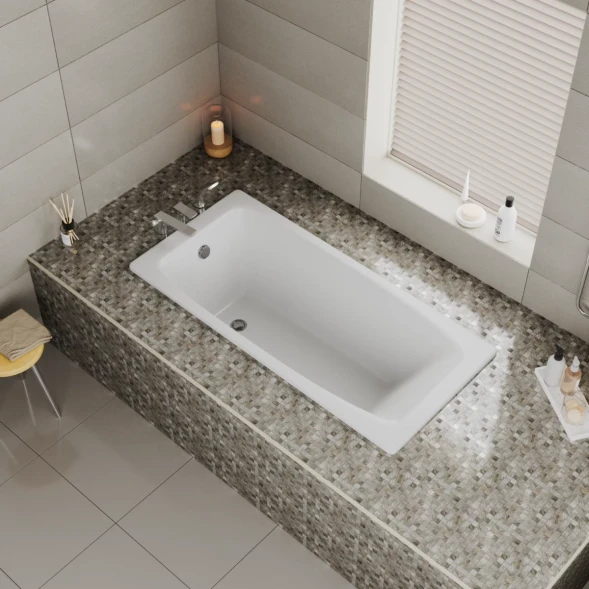 Ванна чугунная Delice Repos DLR220508RB-AS 170x70 см, с ручками, антискользящим покрытием, белый