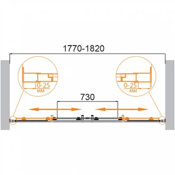 Душевая дверь Cezares Molveno MOLVENO-BF-2-180-P-Cr 180 см, профиль хром, стекло текстурное