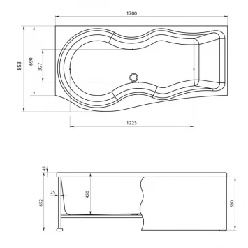 Акриловая ванна 170x85,3 см левая Aquanet Nicol 00205529