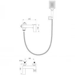 Смеситель для ванны Wonzon &amp; Woghand Fit WW-88639009-CR с душевым гарнитуром, хром