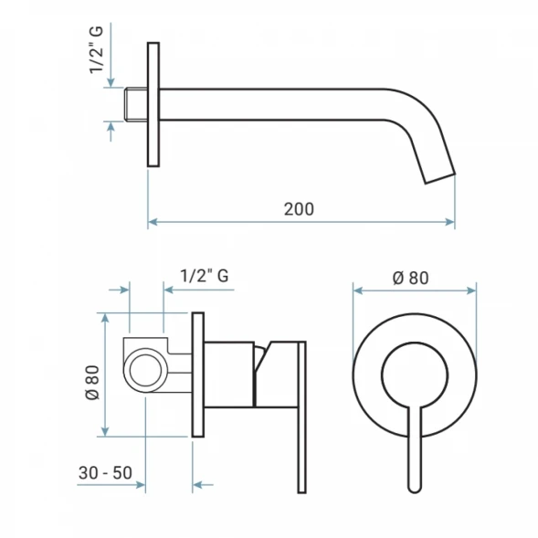 Смеситель для раковины Emmevi Filobrass 85155/ORS встраиваемый, без донного клапана, Золото матовый
