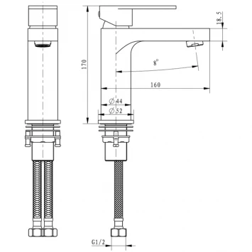 Смеситель для раковины Hansberge Optima H1044C хром