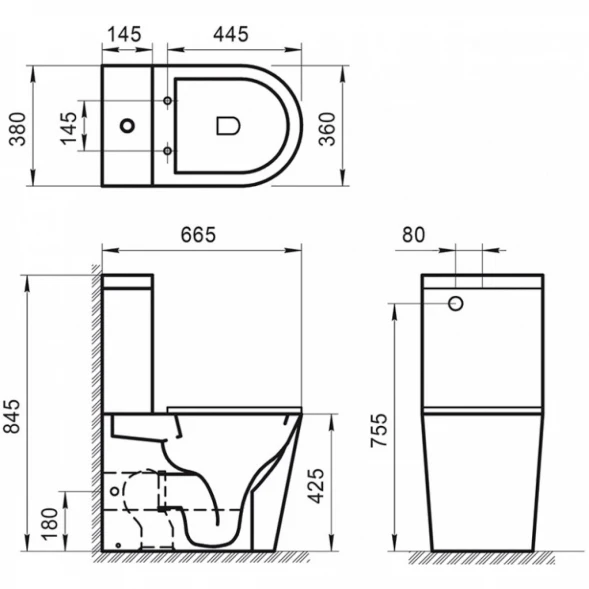 Бачок для унитаза 3/4,5 л BelBagno Sfera-R BB2141T