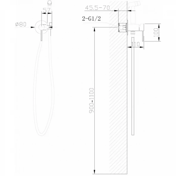 Гигиенический душ Abber Wasser Kreis AF8125G со смесителем, Золото матовый
