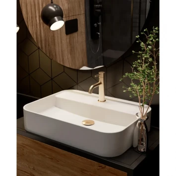 Смеситель для раковины AQUAme Siena AQM6210BG без донного клапана, Золото матовый