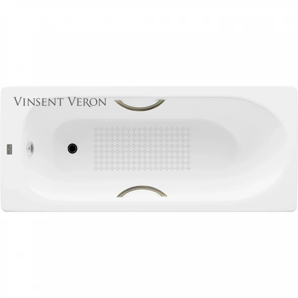 Ванна чугунная Vinsent Veron Soissons VCN1707042H/VH0015BR-AS 170x70 см, с ручками, антискользящим покрытием, белый