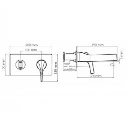 Смеситель для раковины WasserKRAFT Sauer 7130 встраиваемый, Золото