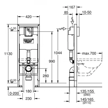 Инсталляция для унитаза Grohe Rapid SL 38675001