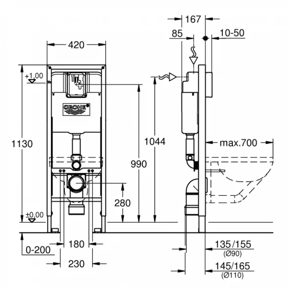Инсталляция для унитаза Grohe Rapid SL 38675001