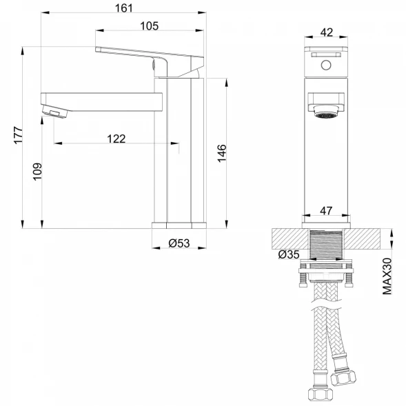Смеситель для раковины Wonzon &amp; Woghand Frame WW-88139010-BG золотой матовый