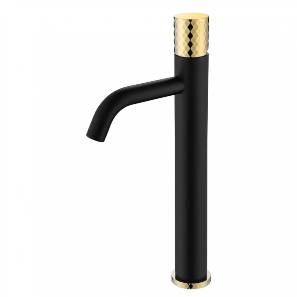 Смеситель для раковины Boheme Stick Diamond 122-BG Золото/черный матовый